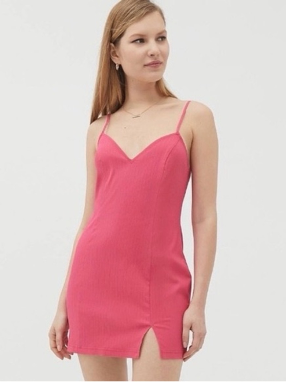 Urban Outfitters Eldridge Notched Bodycon Mini Dress - Pink